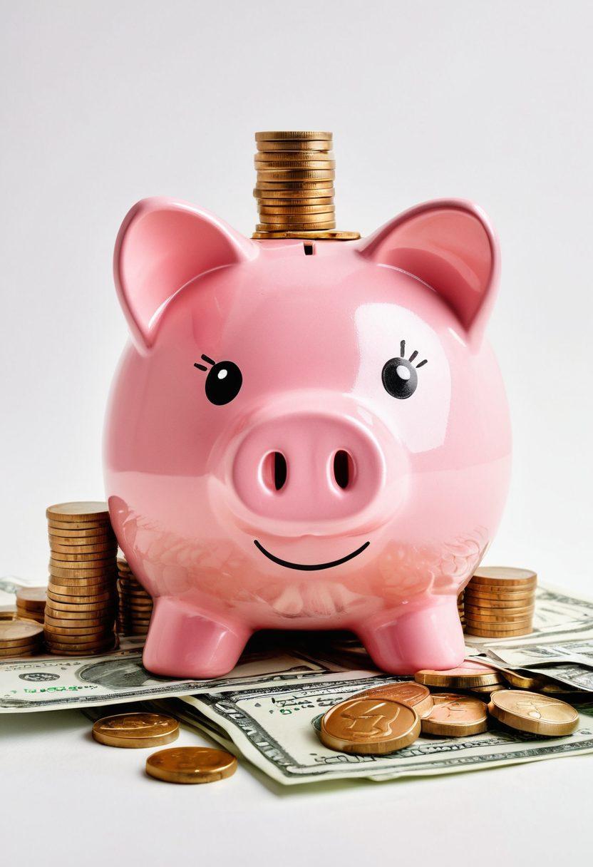 A vibrant collage of various coverage options like health, auto, and home insurance, overlaid with enticing discount symbols such as percentage signs and dollar bills. In the background, a piggy bank overflowing with coins symbolizes savings. Bright and engaging colors enhance the visual appeal, inspiring trust and excitement about financial options. super-realistic. vibrant colors. white background.